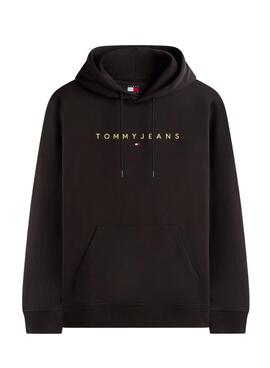 Tommy Jeans Linear Logo Hoodie in Schwarz für Herren