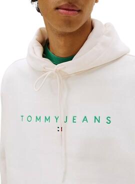 Sudadera Tommy Jeans Linear Logo weiß für Herren