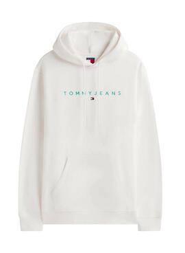 Sudadera Tommy Jeans Linear Logo weiß für Herren
