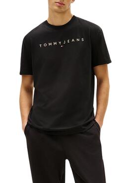 T-shirt Tommy Jeans Linear Logo Schwarz für Herren