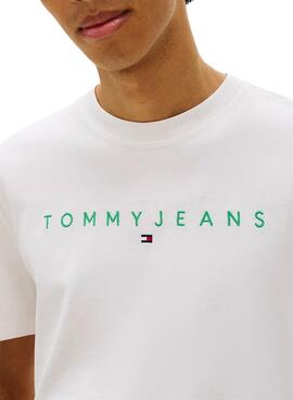 T-Shirt Tommy Jeans Linear Logo weiß für Herren
