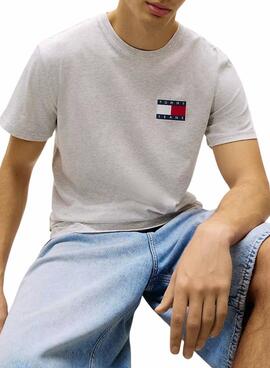 T-shirt Tommy Jeans Essential Flag grau für Herren