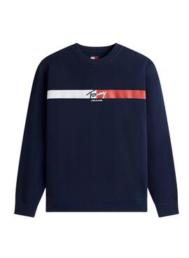 Pullover Tommy Jeans Sign Stripe in Marineblau für Herren