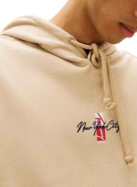Tommy Jeans Backprint beige Pullover für Herren.
