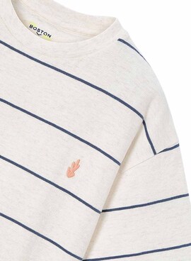 T-shirt Mayoral gestreift weiß und blau für Jungen