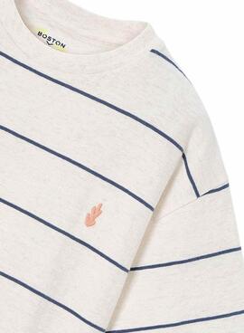 T-shirt Mayoral gestreift weiß und blau für Jungen