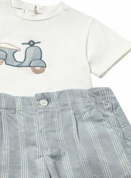 Set Mayoral Motorrad weiß und blau für Baby