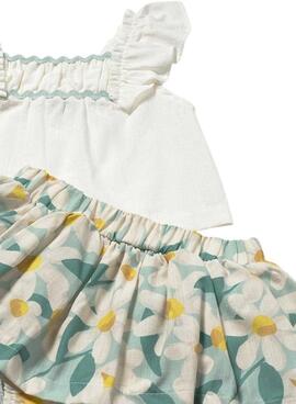 Set Mayoral Bluse und Rock Blumen blau für Baby