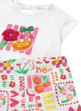 Dreiteiliges Set für Baby in Rosa mit Fruchtmotiven von Mayoral.