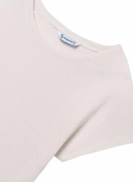 Mayoral geripptes T-Shirt in cremeweiß für Mädchen.