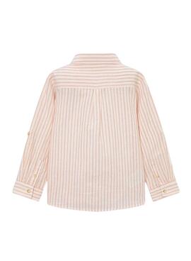 Mayoral Leinenhemd gestreift weiß und orange für Jungen.