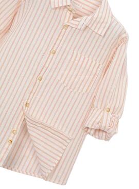 Mayoral Leinenhemd gestreift weiß und orange für Jungen.