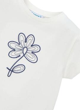 T-shirt Mayoral Blume weiß für Mädchen