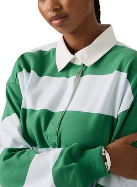 Polo Levis Reenie Rugby Streifen Grün und Blau für Damen