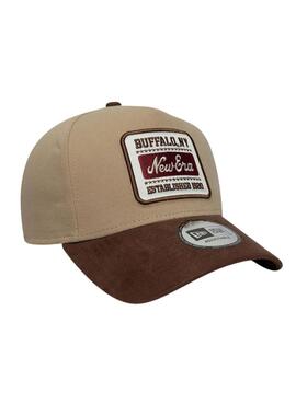 Kappe New Era Patch Wildleder 9FORTY in Beige für Herren und Damen.