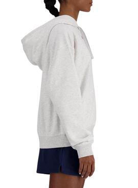 Basic New Balance Kapuzenpullover in Grau für Damen.