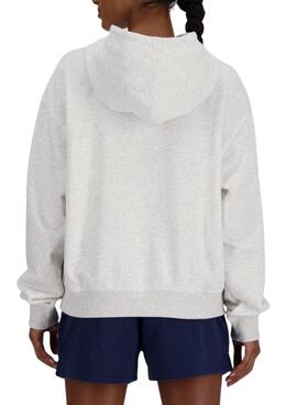 Basic New Balance Kapuzenpullover in Grau für Damen.