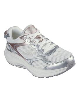 Turnschuhe Skechers Go Run 2.0 weiß und silber für Damen.