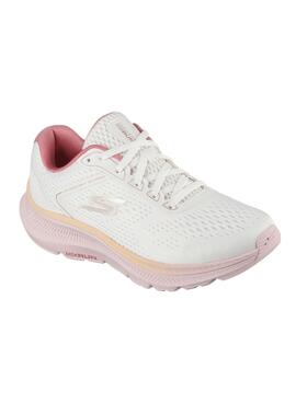 Skechers Go Run Sneaker in Weiß und Rosa für Damen.