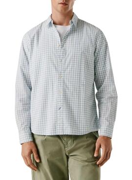 Hemd Pepe Jeans Presley geometrisch blau und weiß für Herren.