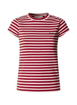 Pepe Jeans Merida T-Shirt in Rot und Weiß für Damen