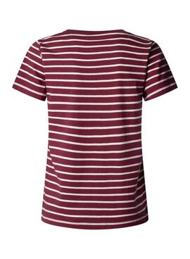 T-shirt Pepe Jeans Mae Rot-Weiß gestreift für Damen.