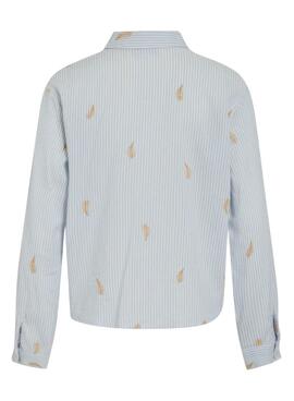 Bluse Vila Matinda gestreift und bestickt blau für Damen