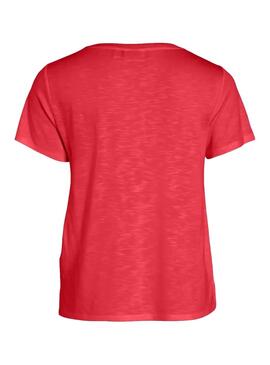 Rotes Vila Noel T-Shirt für Damen