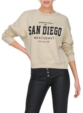Pullover Only Onlsweat Life in Beige für Damen