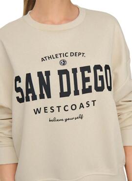 Pullover Only Onlsweat Life in Beige für Damen