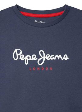 T-Shirt Pepe Jeans New Arta Logo Blau Marine für Jungen