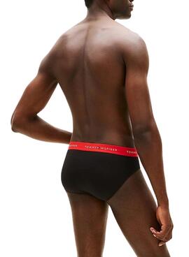 Paket mit 3 schwarzen Tommy Hilfiger Slips für Herren.