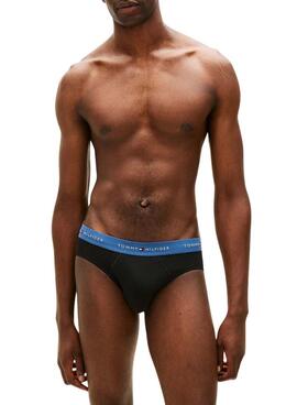 Paket mit 3 schwarzen Tommy Hilfiger Slips für Herren.