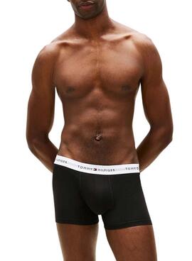 Dreierpack Tommy Hilfiger Trunk Signature bedruckte Boxershorts für Herren.