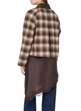 Jacke Only Kine Braun mit Karomuster für Damen