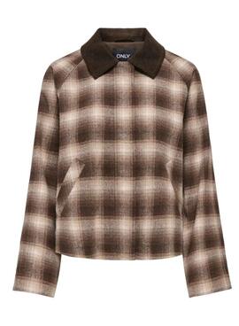 Jacke Only Kine Braun mit Karomuster für Damen