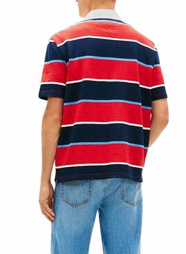 Polo Tommy Jeans Stripes Rugby Streifen rot für Herren