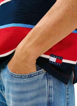Polo Tommy Jeans Stripes Rugby Streifen rot für Herren