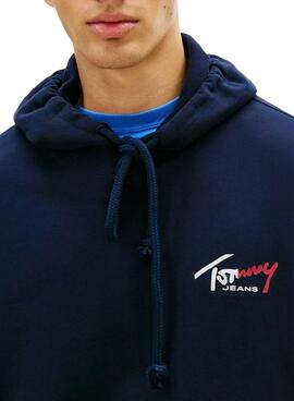 Hoodie Tommy Jeans Sign mit Kapuze in Marineblau für Herren