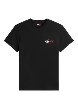 T-shirt Tommy Jeans Sign Chest Slim in Schwarz für Herren