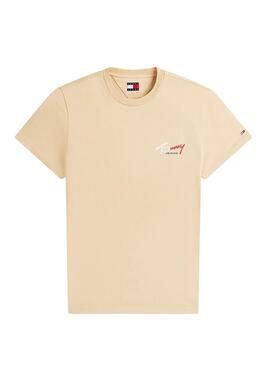 T-shirt Tommy Jeans Sign Chest Slim beige für Herren