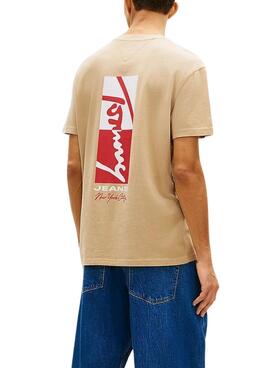 T-Shirt Tommy Jeans Sign Block in Toasted für Herren
