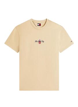 T-Shirt Tommy Jeans Sign Block in Toasted für Herren