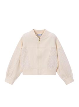 Kapuzenpullover von Mayoral mit Reißverschluss in Beige für Mädchen.