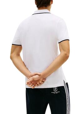 Polo Tommy Hilfiger Piqué weiß mit Kontraststreifen für Herren.