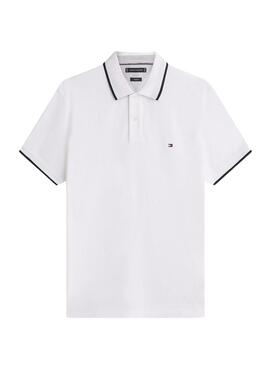 Polo Tommy Hilfiger Piqué weiß mit Kontraststreifen für Herren.