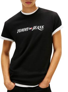 T-shirt Tommy Jeans Vintage Logo Schwarz für Herren