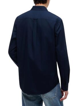 Hemd Tommy Jeans Popeline regular Marineblau für Herren