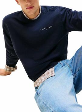 Tommy Jeans Linear Chest Sweatshirt in Navy für Herren