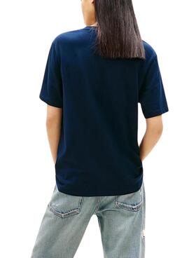 Tommy Jeans T-Shirt Linear Color Marine für Damen.